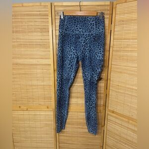 FirmAbs Cargo Fitness Leggings blue leopard workout pants woman’s size medium